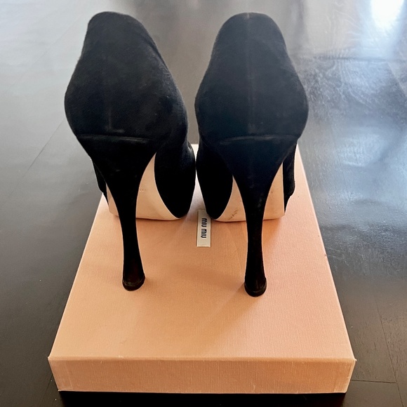 Miu Miu Black Suede Calzature Donna Camoscio 1 Platform Pumps 10B/EU40 fits 9.5 - Picture 6 of 16